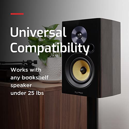 Fluance Floor Speaker Stands for Surround Sound and Bookshelf Speakers with Solid Construction, Adjustable Floor Spikes, Rubber Isolation Feet, Cable Management, Square Base - Matte Black/Pair (SS05S) - style: Matte Black - Square Base