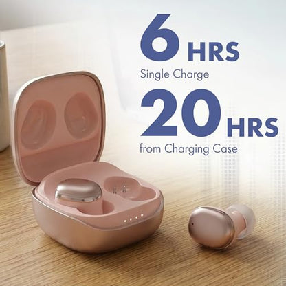 Groovz Go Essential True Wireless Earbuds with Charging Case - Up to 26 Hrs Battery Life - Designed & Engineered in the USA - Sweat-Resistant Bluetooth Earbuds with Built-in Microphone (Rose Gold) - color: Rose Gold