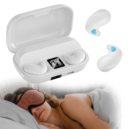 Xmenha Invisible Sleep Wireless Earphone IPX5 Waterproof Thin Invisible Sleep Earbuds for Side Sleepers Sleep Ear Buds Smallest Tiny Small Mini Discreet Earbud for Sleeping Invisible Headphones - color: White