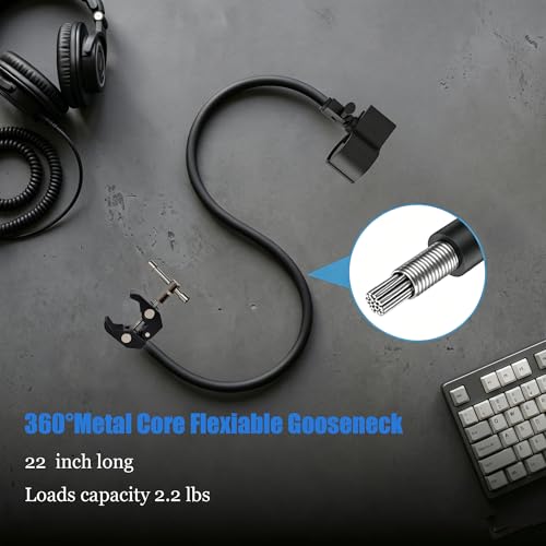 Kereal Microphone Stand Arm Gooseneck 22” Extender Mic Clip With 1/4" to 3/8" Adapter Mount & Metal Crab Clamp,Mic Holder For Podium,Kick Drum,Compatible with Fifine,Shure,Blue,Snowball,AT2020,Razer - size: mic holder with 22" gooseneck