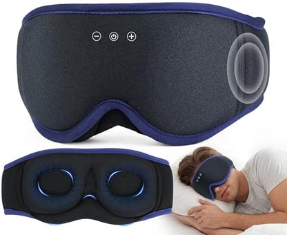 MUSICOZY Sleep Mask Bluetooth Headphones Eye Masks for Sleeping Headphone | 3D Wireless EyeMasks for Side Sleepers, 14-Hour Playtime, Ultra-Soft Breathable, Ultra-Thin Stereo Speakers for Women Men - color: Ocean Blue
