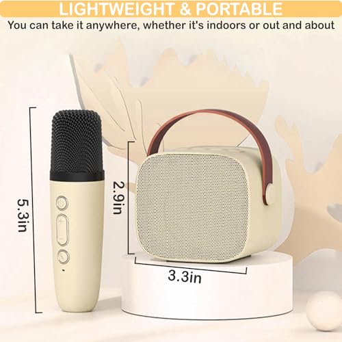 Mini Karaoke Machine for Kids & Adult, 4-12 Years Old Girls Christmas Birthday Gift, Karaoke Toys Gifts for Girls Ages 4, 5, 6, 7, 8, 9, 10, 12 +Year Old Birthday Party Light Beige - color: Light Beige