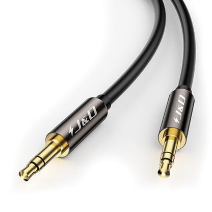 J&D AUX Cord, 3.5mm Male to Male Auxiliary Audio Cable, Gold Plated [Copper Shell] [Heavy Duty] 1/8" TRS Male to Male Stereo Audio Cable Compatible for Headphone, Car, Tablets, Speakers (6 Feet) - size: 6 Feet