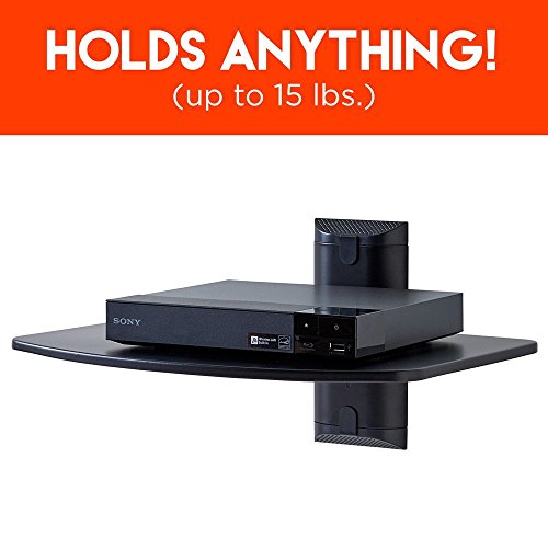 ECHOGEAR Wall Mount Shelf - Steel Floating Shelf Supports 15lbs of Streaming Devices, Gaming Consoles, and Cable Boxes - EGAV1
