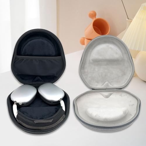 Shockproof Travel Storage Bag for Over Ear Headphones Water Resistant Foam Hard Shell with Interior Padding - color: Black