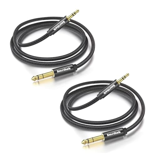 Smithok 2pack 1/8 to 1/4 Stereo Audio Cable,6.35mm 1/4" Male to 3.5mm 1/8" Male TRS Bidirectional Stereo Audio Cable for Guitar, Laptop, Home Theater Devices, Speaker and Amplifiers 10Ft(3m) - size: 2pack 10ft
