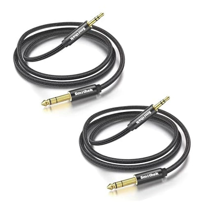 Smithok 2pack 1/8 to 1/4 Stereo Audio Cable,6.35mm 1/4" Male to 3.5mm 1/8" Male TRS Bidirectional Stereo Audio Cable for Guitar, Laptop, Home Theater Devices, Speaker and Amplifiers 10Ft(3m) - size: 2pack 10ft
