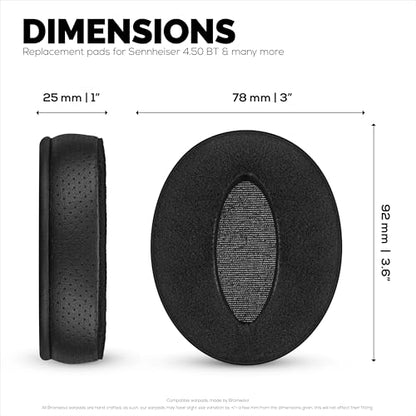 Replacement Hybrid Earpads for Sennheiser HD4.50BT HD4.50BTNC HD450BT HD4.50SE HD4.40BT HD4.30G HD4.20S HD458BT HD450 HD400S HD 350BT. PU Leather Velour Memory Foam, Extra Comfort - Brainwavz (Black) - color: Hybrid Black