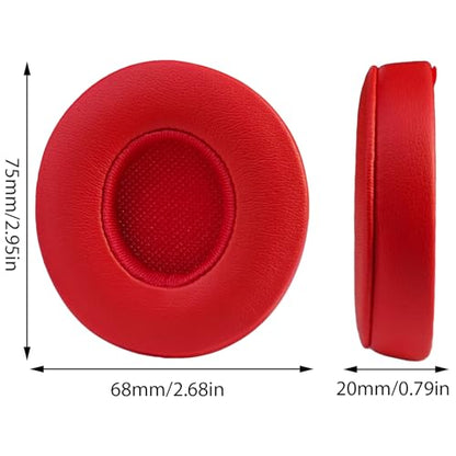 Replacement Ear Pads for Beats Solo 3/2 Wired On-Ear Headphones - Red | Fit for Beats Solo 3/Solo 2 Wired/Wireless A1796/B0534 Headphone, Dust Proof Protein Leather Cushions with Memory Foam Covers - color: Red