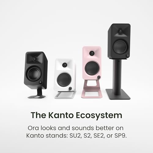Kanto ORAMN 100W Powered Reference Desktop Computer Speakers with Bluetooth 5.0 and USB-C Input | Bi-Amplified | 100 Hz Automatic Crossover | Reference Quality Sound | Pair | Moss - color: Moss, size: 3" Woofer - 100 Watts