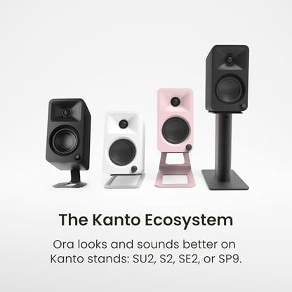Kanto ORAMN 100W Powered Reference Desktop Computer Speakers with Bluetooth 5.0 and USB-C Input | Bi-Amplified | 100 Hz Automatic Crossover | Reference Quality Sound | Pair | Moss - color: Moss, size: 3" Woofer - 100 Watts