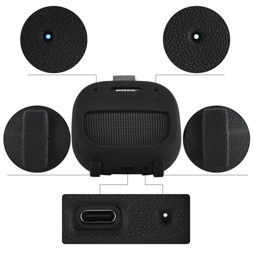 Silicone Case Sleeve for Bose SoundLink Micro 2nd Gen,Protective Case for Bose SoundLink Micro 2,with Carabiner (Black) - color: black