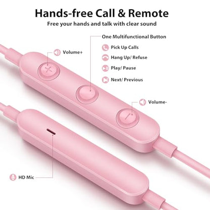 3.5mm Wired Earbuds Headphones with Mic for School Airplane Students Pink | Noise Canceling High Sound Quality 3.5mm Jack Earphones Tablets Computer Laptop for iPod/iPad for MP3/MP4/iPhone 6 5S Pink