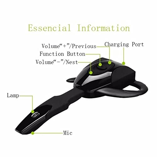 Bluetooth Headset, Single Ear Unique Shape Ultralight Rechargeable Cell Phone Headset for Home Work Office Trucker