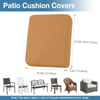Waterproof Outdoor Cushion Covers, Stretch Patio Slipcovers | UV Resistant Coating, Stretch Fabric, Waterproof Protection, Replacement Covers, Fits Patio Furniture Cushions (4 Pieces) - color: Camel, size: 4PCS