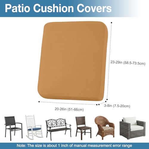 Waterproof Outdoor Cushion Covers, Stretch Patio Slipcovers | UV Resistant Coating, Stretch Fabric, Waterproof Protection, Replacement Covers, Fits Patio Furniture Cushions (8 Pieces) - color: Camel, size: 8PCS