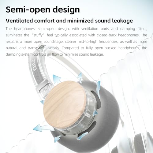 FiiO EH11 Retro On-Ear Bluetooth Headphones, LDAC Hi-Res Wireless, Lightweight 92g, 30H Playtime, Dual Device Connection, App EQ & Gaming Mode, Built-in Mic, Transparent Black - color: Transparent Black