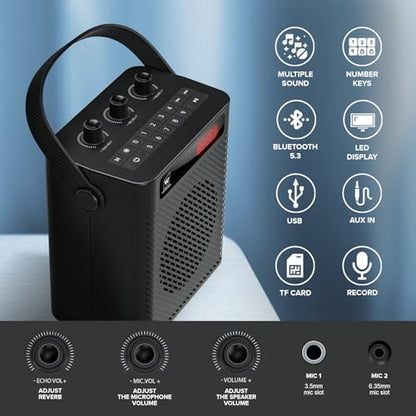 Voice Amplifier Wireless Microphone/Handheld Mic with 4 Sound Effects S95 | Rechargeable Portable Microphone and Speaker Set Wireless karaoke System, Personal Sound Amplifier for Teachers Speaking