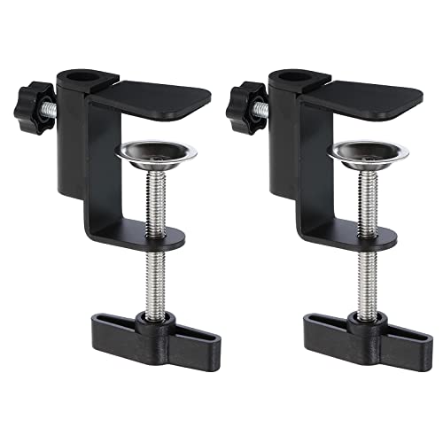 PATIKIL 0.49" Hole Dia. Desk Clamp, 2 Pcs Universal C-Clamp Base with Adjustable Screw for Microphone Mic Arm Table Lamp Mount Holder, Black - color: Black