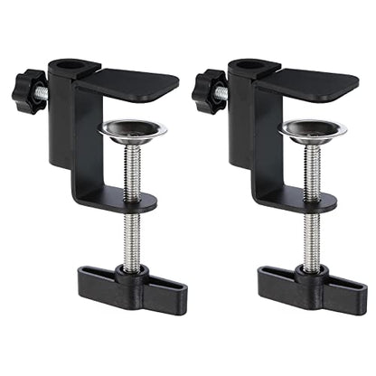 PATIKIL 0.49" Hole Dia. Desk Clamp, 2 Pcs Universal C-Clamp Base with Adjustable Screw for Microphone Mic Arm Table Lamp Mount Holder, Black - color: Black