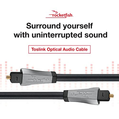 Rocketfish Toslink Optical Audio Cable - Fiber Optic Audio Cable for Home Theater & Sound System - Durable Cable Cord for Quality Audio - Black Optical Cable for TV & Soundbar - 4'