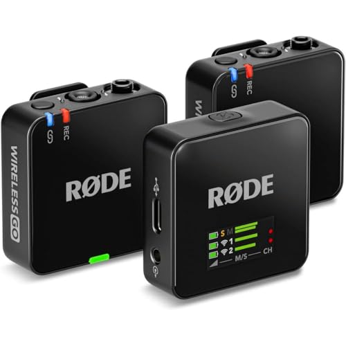 Rode Wireless GO (Gen 3) 2-Person Compact Digital Wireless Microphone Recorder Black Bundle with Grade Lavalier Lapel Microphone (2 Pack), Kellards Cleaning Cloth