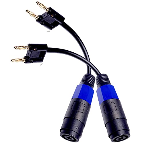CNCESS Dual Banana Plug to Female Speakon Connector Adapter, 2-Pack | 12AWG, 6 in