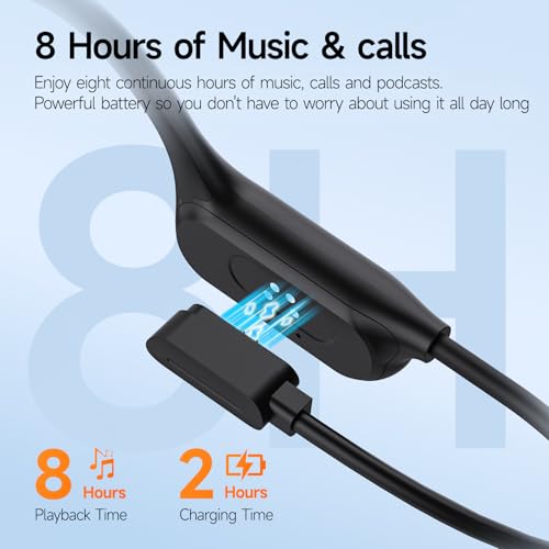 esonstyle Swimming Headphones Underwater - IP68 Waterproof | Bone Conduction Headphones Bluetooth 6.0,Bone Conduction Earbuds with 8G MP3 for Swimming Running Cycling Sports - color: Black