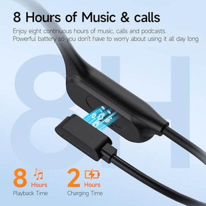 esonstyle Swimming Headphones Underwater - IP68 Waterproof | Bone Conduction Headphones Bluetooth 6.0,Bone Conduction Earbuds with 8G MP3 for Swimming Running Cycling Sports - color: Black