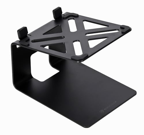 Rockville SR4 Speaker Riser Stands for 4" Desktop Speakers, Black, Pair | For Monitors, 5-Degree Tilt, 3mm Steel, 30 lb Capacity, Anti-Slip De-Coupling Pads, C-Shaped, 5" Height