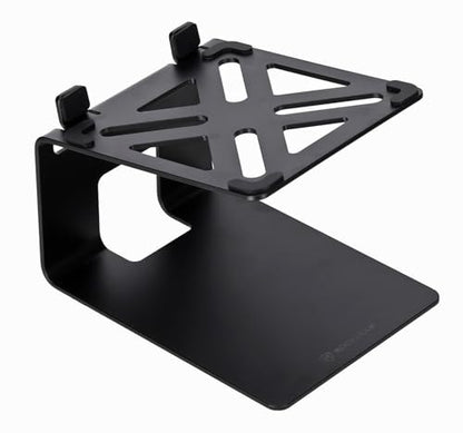 Rockville SR4 Speaker Riser Stands for 4" Desktop Speakers, Black, Pair | For Monitors, 5-Degree Tilt, 3mm Steel, 30 lb Capacity, Anti-Slip De-Coupling Pads, C-Shaped, 5" Height