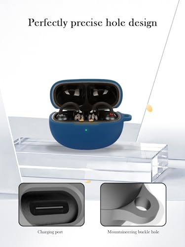 Case for EarFun Clip Wireless Open Earbuds,Soft Protective,Shockproof, BOVUGAC Silicone Case Cover with Keychain & Cleaning Kit & Lanyard-Blue - color: Blue
