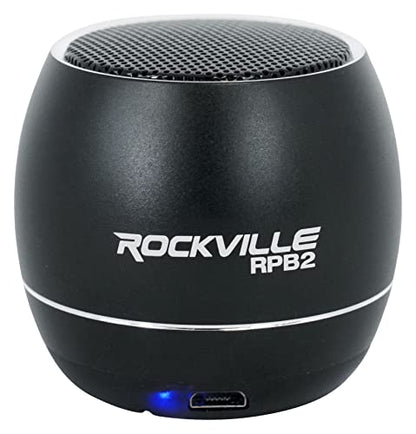 Rockville RPB2-BLACK 5W Portable Bluetooth Speaker, Wireless Linking, SD Card Slot, Hands-Free Calling, Selfie Remote, for Travel and Outdoors | TWS Stereo Link, SD Card Slot, Built-in Mic, Aluminum Body, 5-Hour Rechargeable Battery, 30-Min Charge - color