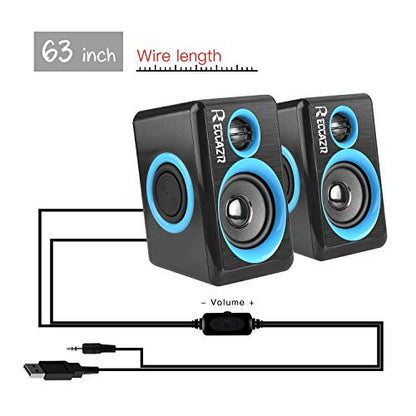RECCAZR SP2040 Surround Computer Speakers with Deep Bass USB Wired Powered Multimedia Speaker for PC/Laptops/Smart Phone Built-in 4 Loudspeaker Diaphragm(Blue) - color: Black & Blue