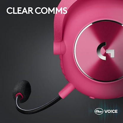 Logitech G PRO X 2 Lightspeed Wireless Gaming Headset, 50mm Graphene Drivers, DTS:X Headphone 2.0—7.1 Surround, Bluetooth/USB/3.5mm Aux, for PC, PS5, PS4, Switch - Magenta (Renewed)