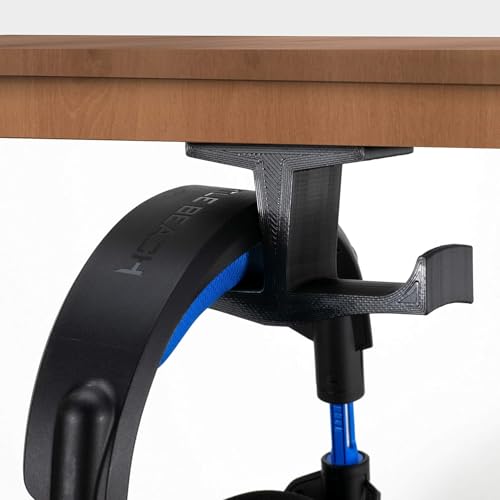 Dual Headphone Stand, Under Desk Hanger for Headphones, Gaming Headsets, Mobiles Accessories, Stick On, No Screws, Black