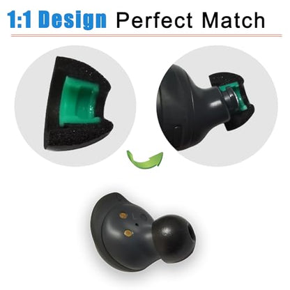 Memory Foam Tips for Galaxy Buds FE/Buds+ / Buds 2 Replacement Ear Tips | 3 Pairs S/M/L Anti Slip Earbuds Tips for Samsung Galaxy Buds Earbuds, Noise Isolating, Comfort Fit, Black