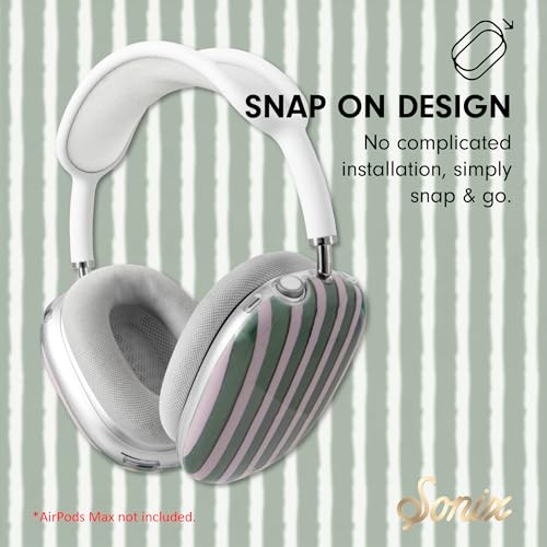 Sonix Protective Case for AirPods Max Headphones - Stylish TPU Hard Shell Ear Cup Covers | Abstract Stripe Sage - color: Abstract Stripe Sage