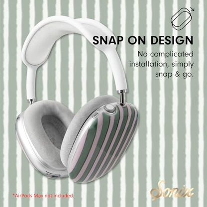 Sonix Protective Case for AirPods Max Headphones - Stylish TPU Hard Shell Ear Cup Covers | Abstract Stripe Sage - color: Abstract Stripe Sage