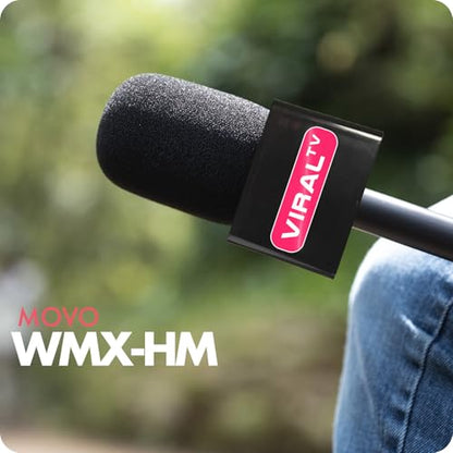 Movo WMX-HM Wireless Microphone Handle for Interviews – Handheld Adapter for DJI Mic, RODE Wireless GO, & More – Includes Mic Flag – for Creators, Journalists & Youtubers - style: Mic Handle with Flag
