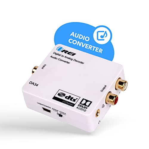 OREI Digital to Analog Audio Decoder by OREI, Convert & Decode Dolby Digital Audio SPDIF/Coaxial 5.1-Channel Input to RCA L/R/3.5mm Headphone Output Converter (DA34)