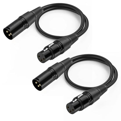 2 Pack XLR Cable, Male to Female Microphone Cable Oxygen-Free Copper (OFC) Mic Cord for Speaker Podcast Audio Mixer DMX Effector Amplifier Sound Card(A, 6Feet) - size: 6Feet, style: A