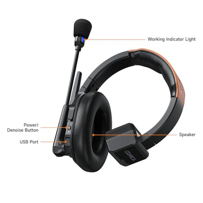 COMICA Seekcom S1 2-Users Full Duplex Wireless Intercom Headset System | 2.4GH 1300ft Team Communication AI/ENC Cancellation with PPT Mute IPX3 Waterproof for Film TV Shooting,Competition Events