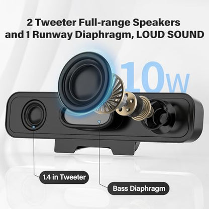 YYV Computer Speakers for Desktop PC | Monitor Speakers for Laptop,Pc Speakers with Loud Sound,Volume Control Easily Clamps to Monitors(Black)