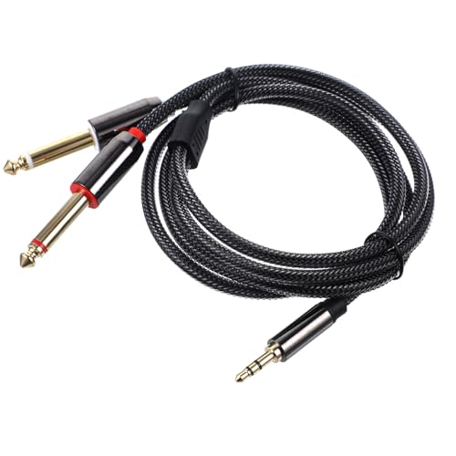 KALLORY 3.5mm to Dual 1/4 Inch Mono Audio Splitter Cable 1m Y-Splitter Compatible with CD Players Multimedia Speakers Home Stereo Systems Black