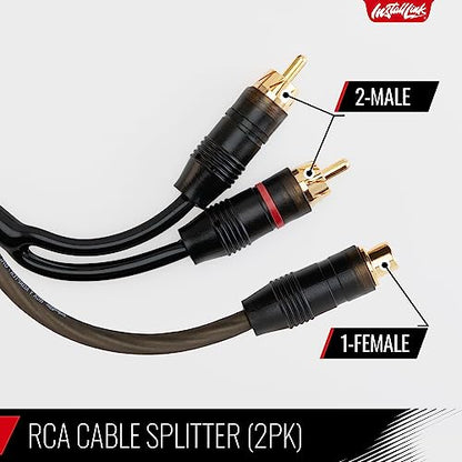 Install Link RCA Y Adapter Cable, 1-Female to 2-Male Splitter, 2-Pack (OFC) | Pure OFC Copper, 1ft, Feeds One Stereo Signal to Two Components, for Subwoofer, Home Theater, Car Audio Amplifier, Studio - color: Frosted Black, size: 1-Female to 2-Male