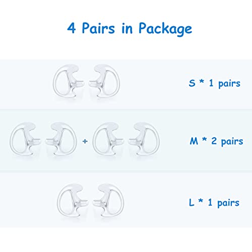 Replacement Earmold Earpiece Earbud Earplug Ear Mold for Walkie Talkie Acoustic Tube Earpiece,Soft Silicone Earmould Replacement Earpiece Insert for Two Way Radio Air Acoustic Headset (Pair of 4) - color: 4 pair(1 Larger+2 Medium+1 Small)