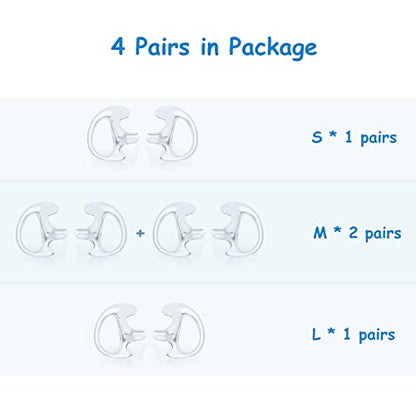 Replacement Earmold Earpiece Earbud Earplug Ear Mold for Walkie Talkie Acoustic Tube Earpiece,Soft Silicone Earmould Replacement Earpiece Insert for Two Way Radio Air Acoustic Headset (Pair of 4) - color: 4 pair(1 Larger+2 Medium+1 Small)