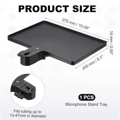 Microphone Stand Tray 10.8x8.1in Plastic Tray Black - color: Black, size: 10.8x8.1in