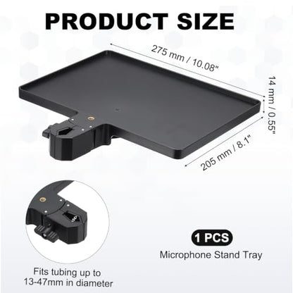 Microphone Stand Tray 10.8x8.1in Plastic Tray Black - color: Black, size: 10.8x8.1in